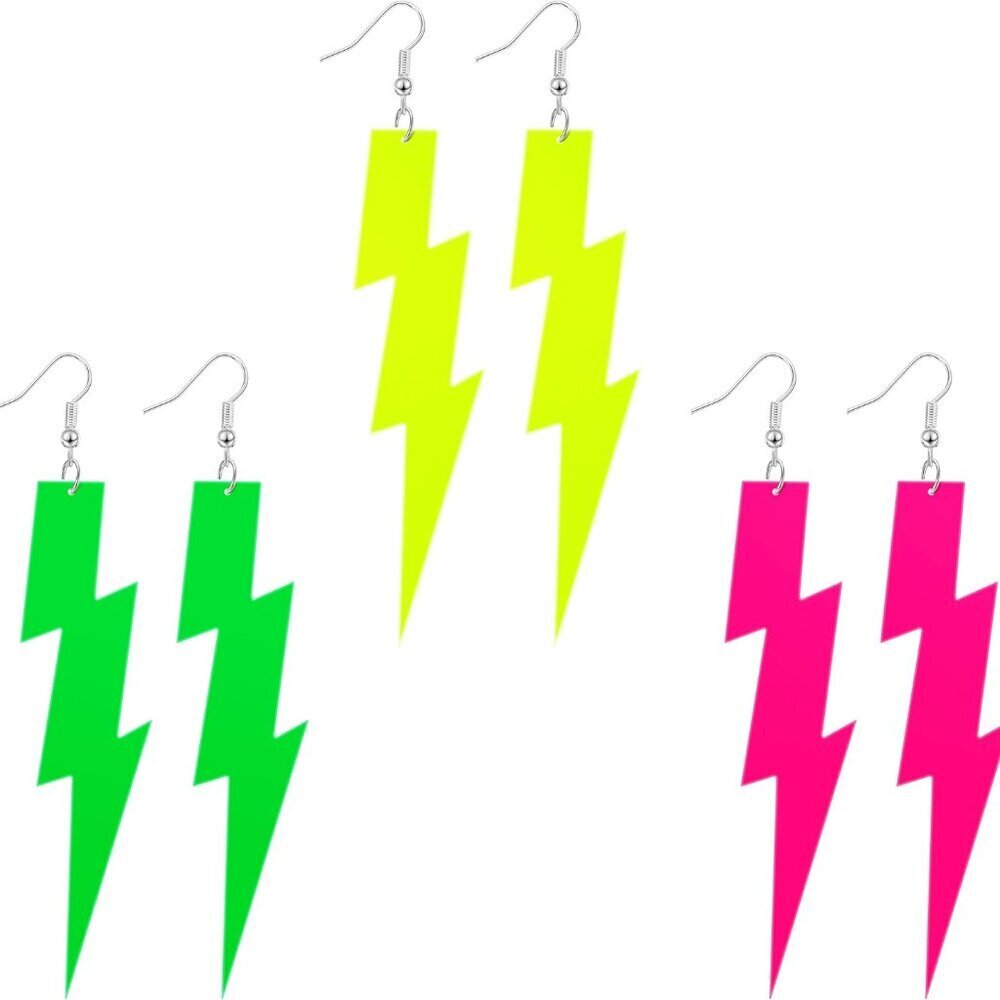 3 Pair 80s 90s Neon Earrings for Women Fluorescent Earring Retro Pendant Acrylic
